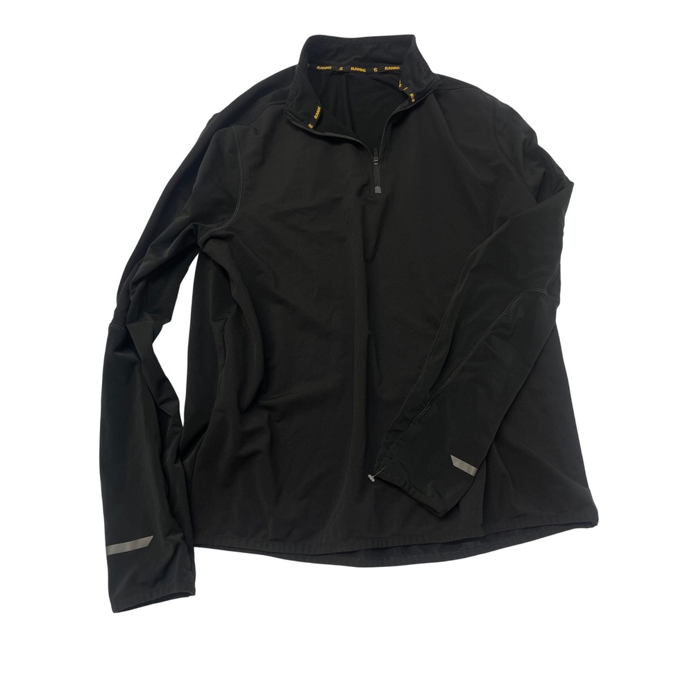 Champion‎ Running Jacket Quarter Zip Black Reflective Athletic Men XL
